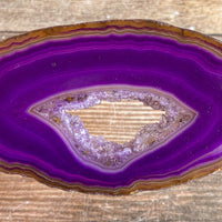 Purple Agate Slice (Approx 3.15" Long) with Crystal Druzy Geode Center
