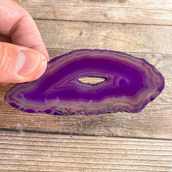 Purple Agate Slice (Approx 3.8" Long) with Crystal Druzy Geode Center