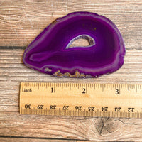 Purple Agate Slice (Approx 3.2" Long) with Crystal Druzy Geode Center