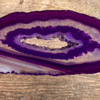 Purple Agate Slice (Approx 4.05" Long) with Crystal Druzy Geode Center