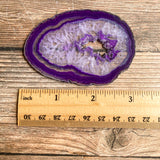 Purple Agate Slice (Approx 3.1" Long) with Crystal Druzy Geode Center