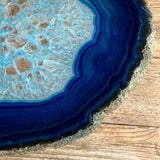 Large Blue Agate Slice: Approx 10.85" Long, Quartz Crystal Geode Stone - Large Agate Slice