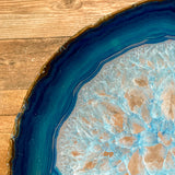 Large Blue Agate Slice: Approx 10.85" Long, Quartz Crystal Geode Stone - Large Agate Slice