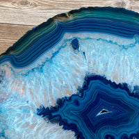 Large Blue Agate Slice: Approx 10.5" Long, Quartz Crystal Geode Stone - Large Agate Slice