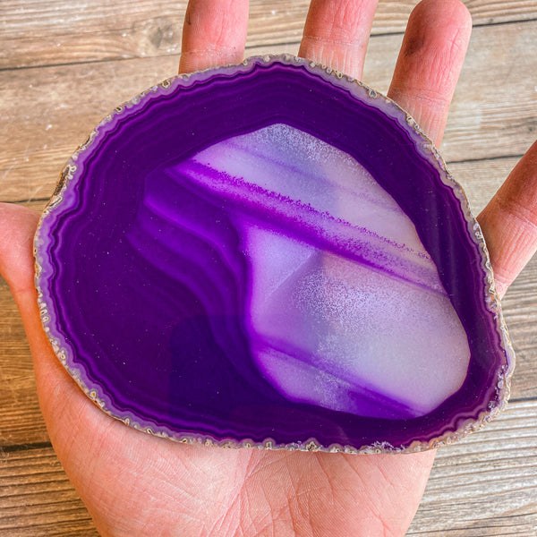 Large Purple Agate Slice - Approx 5.15" Long - Large Agate Slice