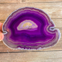 Large Purple Agate Slice (Approx 5.35" Long) w/ Quartz Crystal Druzy Geode Center - Large Agate Slice