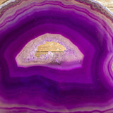 Large Purple Agate Slice (Approx 5.35" Long) w/ Quartz Crystal Druzy Geode Center - Large Agate Slice