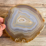 Extra Large Natural Agate Slice (Approx 6.0" Long) w/ Quartz Crystal Druzy Geode Center - Large Agate Slice