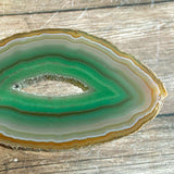 Set of 4 Green Agate Slices, Approx 3.2" Length, Crystal Mineral Stone Display Specimen