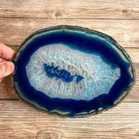 Extra Large Blue Agate Slice (Approx 7.0" Long) - Large Agate Slice