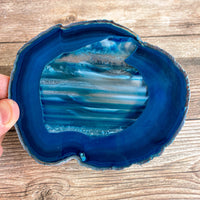 Large Blue Agate Slice - Approx 5.1" Long - Large Agate Slice