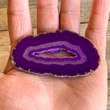 Purple Agate Slice (Approx 3.2" Long) with Crystal Druzy Geode Center