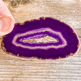 Purple Agate Slice (Approx 3.2" Long) with Crystal Druzy Geode Center