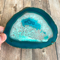 Large Teal Agate Slice - Approx 5.25" Long - Large Agate Slice