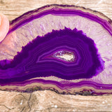 Purple Agate Slice (Approx 3.5" Long) with Crystal Druzy Geode Center