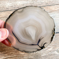 Set of 4 Large Natural Agate Coasters (Approx. 3.45- 3.75" Long), Geode Quartz Crystal