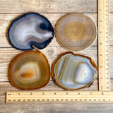 Set of 4 Large Natural Agate Coasters (Approx. 3.75 - 4.0" Long), Geode Quartz Crystal