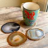 Set of 4 Large Natural Agate Coasters (Approx. 3.75 - 4.0" Long), Geode Quartz Crystal