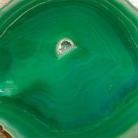Large Green Agate Slice (Approx 5.35" Long) w/ Quartz Crystal Druzy Geode Center - Large Agate Slice