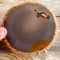 Natural Agate Slice: Approx 3.75" Long, Quartz Crystal Coaster Geode Stone