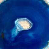 Blue Agate Slice (Approx 2.7" Long) with Quartz Crystal Druzy Geode Center