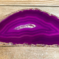 Purple Agate Slice (Approx 3.5" Long) with Crystal Druzy Geode Center