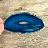 Blue Agate Slice (Approx 3.5" Long) with Quartz Crystal Druzy Geode Center