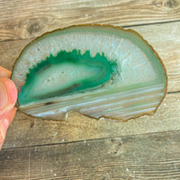 Green Agate Slice: Approx 3.45" Long, Geode Quartz Crystal