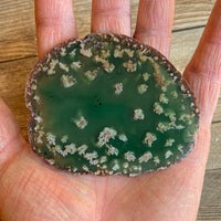 Green Agate Slice: Approx 3.25" Long, Geode Quartz Crystal