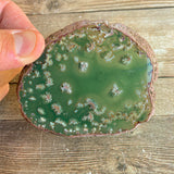 Green Agate Slice: Approx 3.25" Long, Geode Quartz Crystal