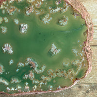 Green Agate Slice: Approx 3.25" Long, Geode Quartz Crystal