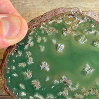 Green Agate Slice: Approx 3.25" Long, Geode Quartz Crystal