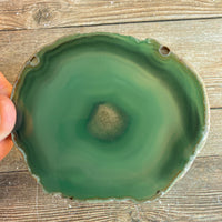 Green Agate Slice: Approx 3.55" Long, Geode Quartz Crystal