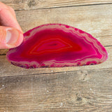 Pink Agate Slice (Approx 4.2" Long) with Quartz Crystal Druzy Geode Center