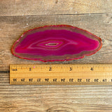 Pink Agate Slice (Approx 4.5" Long) with Quartz Crystal Druzy Geode Center
