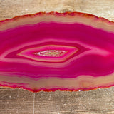 Pink Agate Slice (Approx 4.5" Long) with Quartz Crystal Druzy Geode Center
