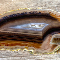 Natural Agate Slice (Approx 3.35" Long) w/ Quartz Crystal Druzy Geode Center