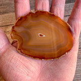 Natural Agate Slice (Approx 3.25" Long) w/ Quartz Crystal Druzy Geode Center