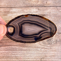 Natural Agate Slice (Approx 3.25" Long) w/ Natural Hole Off-Center