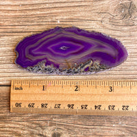 Purple Agate Slice (Approx 3.5" Long) with Quartz Crystal Druzy Geode Center