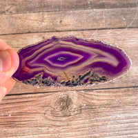 Purple Agate Slice (Approx 3.5" Long) with Quartz Crystal Druzy Geode Center