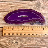 Purple Agate Slice (Approx 4.25" Long) with Quartz Crystal Druzy Geode Center