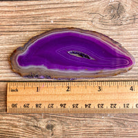 Purple Agate Slice (Approx 4.1" Long) with Quartz Crystal Druzy Geode Center