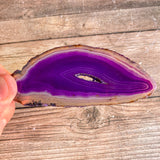Purple Agate Slice (Approx 4.1" Long) with Quartz Crystal Druzy Geode Center