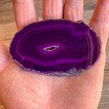 Purple Agate Slice (Approx 3.35" Long) with Quartz Crystal Druzy Geode Center