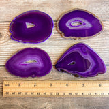 Set of 4 Purple Agate Slices: Approx. 3.0" Long w/ Quartz Crystal Druzy Geode Centers