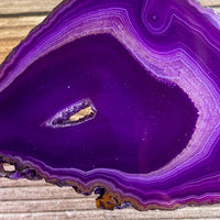 Set of 4 Purple Agate Slices: Approx. 3.0" Long w/ Quartz Crystal Druzy Geode Centers