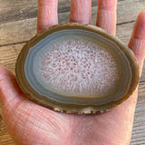 Natural Agate Slice: Approx. 4.2" Long, Quartz Crystal Coaster Mineral Geode