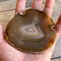 Natural Agate Slice: Approx 3.85" Long, Quartz Crystal Coaster Geode Stone
