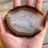 Natural Agate Slice: Approx 4.05" Long, Quartz Crystal Coaster Geode Stone